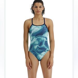 TYR Women's Hawaii Aloha Blue Lined Swimwear Size 36
